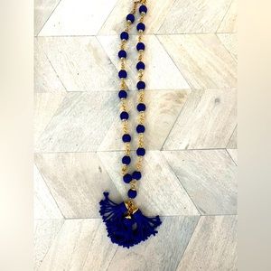 J.Crew 3 Tassel SeaCoast Necklace in Lapis Blue